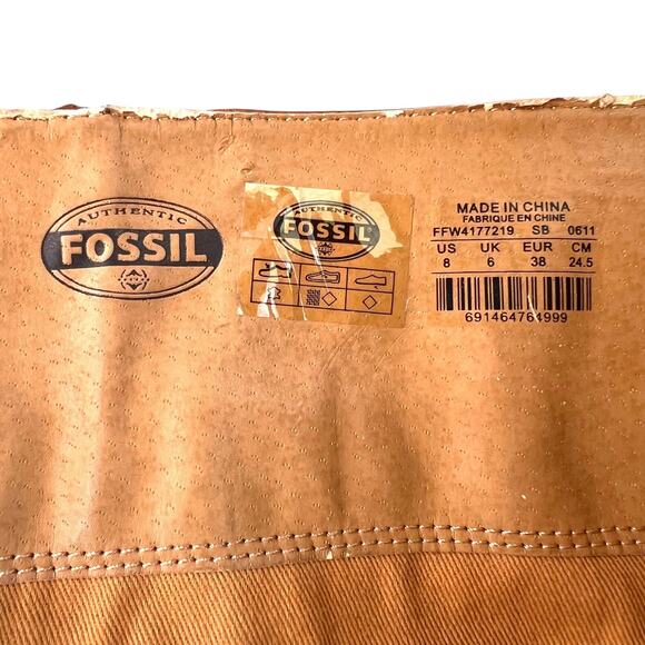 FOSSIL Tall Leather Buckle Boots 3.5" Heel Style FFW4177129 in Tan W's Size 8 - Picture 16 of 16